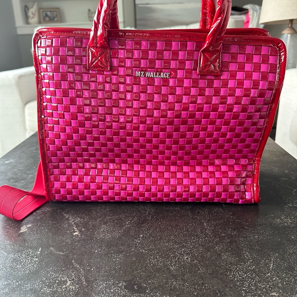 Candy Lacquer MZ Wallace Medium Woven Box Tote $395